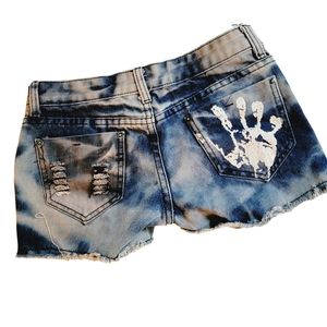 MBG Jeans Womens Blue Tie Dye Cotton Blend Denim Pockets Cut Off Shorts Size‎ 26